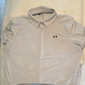 Under Armour Striped Short Sleeve Polo - Black and White